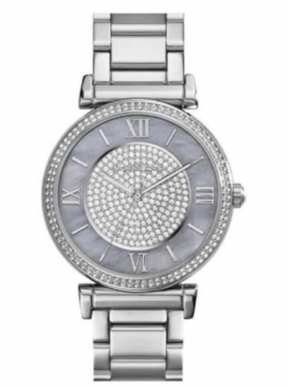 Michael Kors Caitlin Crystal Dial Silver Steel Strap Watch for Women